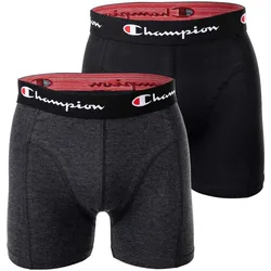 Champion Herren Boxershorts, 2er Pack - Baumwolle, Logobund, einfarbig Schwarz/Grau meliert / 2XL