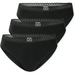 SCHIESSER Damen Rio-Slips, 3er Pack - 3Pack Rio Slip, Stretch Cotton, uni, Größe 3XL in Schwarz Schwarz