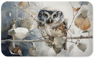 "Stupell Horned Owl In Fall Ergonomic Non Slip Kitchen Mat Recycled Cushioned, 18""x30"""