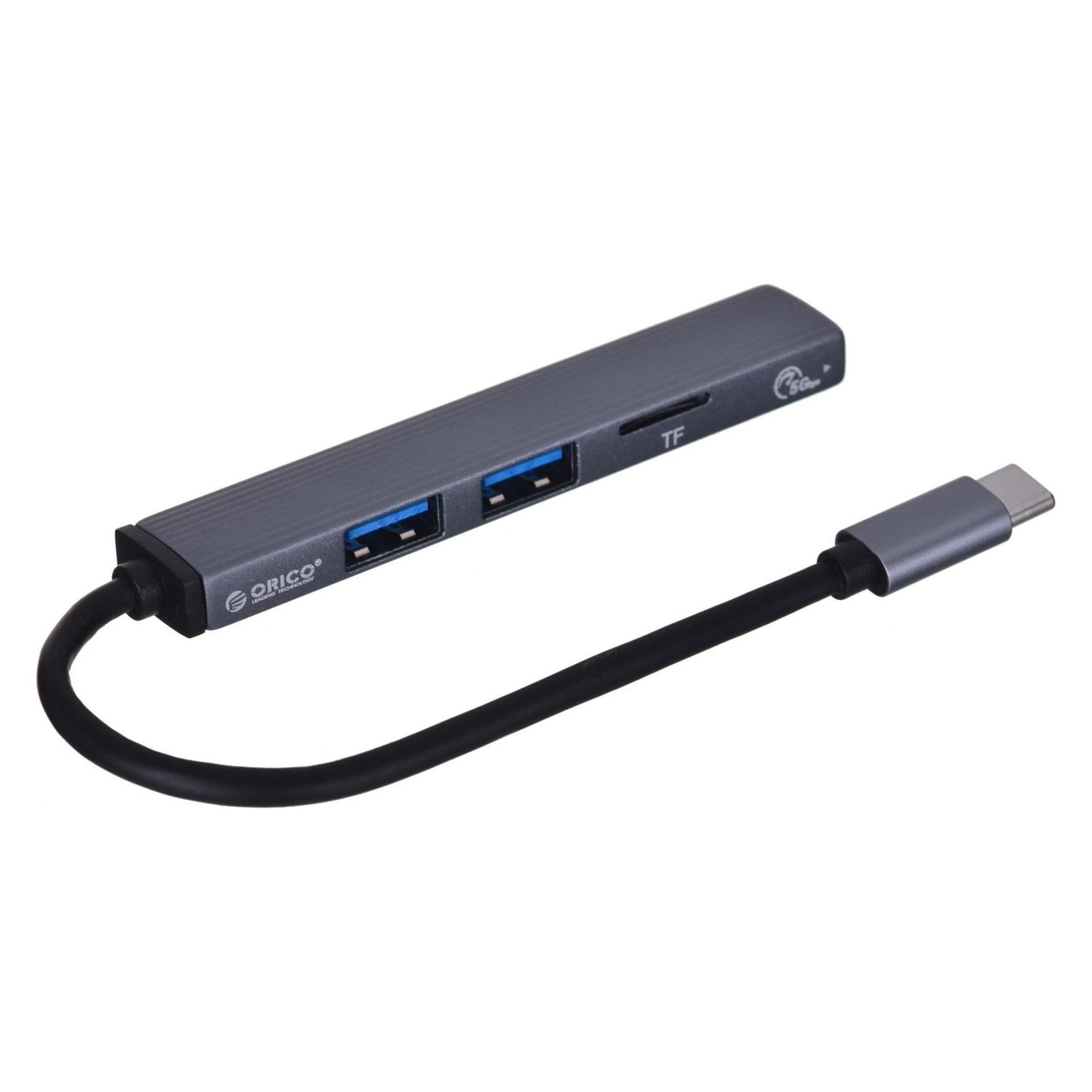 Orico Hub USB-C 3x USB-A Czyt Microsd 5 Gbps Alu (USB-C, 4 Ports) (AH-12F-GY-BP)