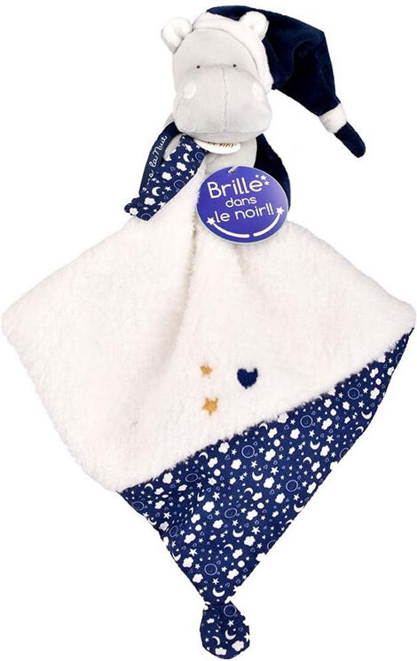 Baby Nat' Pantin Hippo avec Doudou " Je brille dans la nuit " 17 cm - Baby Nat