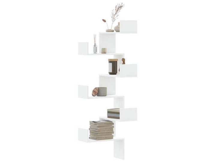 Étagère d'angle murale blanc 45x45x147 cm bois d'ingénierie étagère d'angle étagère suspendue étagère murale 852636