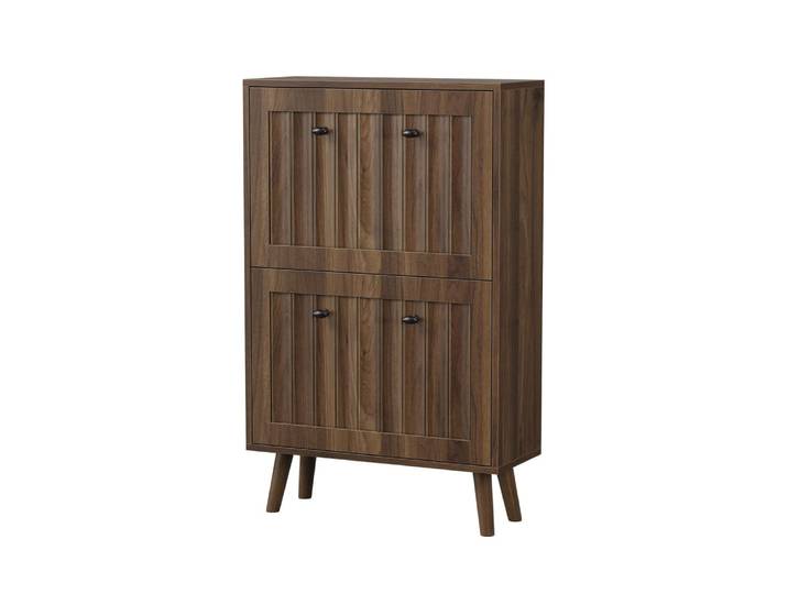 Meuble à chaussures effet noyer style vintage 2 portes battantes