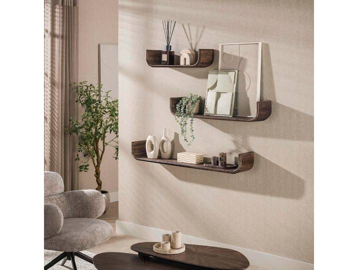 Wandplank Maya U-shape set van 3 teak espresso