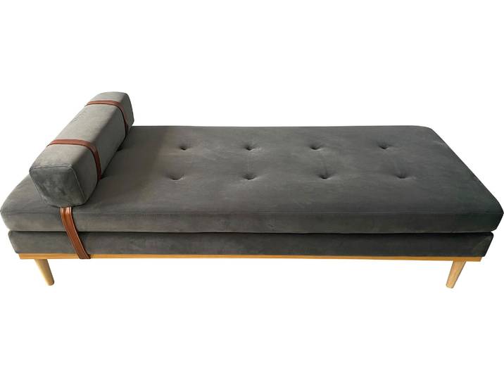 Daybed SALESFEVER Bett: Entspannung pur , grau (grau, natur, natur), B:75cm H:42cm L:180cm, 100% Polyester, Daybetten, Tagesbett Gästebett, Entspannung pur: Tagesliege mit Kopf- und Nackenstütze