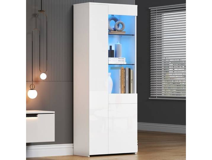 Vitrine à tiroirs vitrine en verre brillant avec éclairage LED vitrine autonome armoire de rangement avec séparateurs