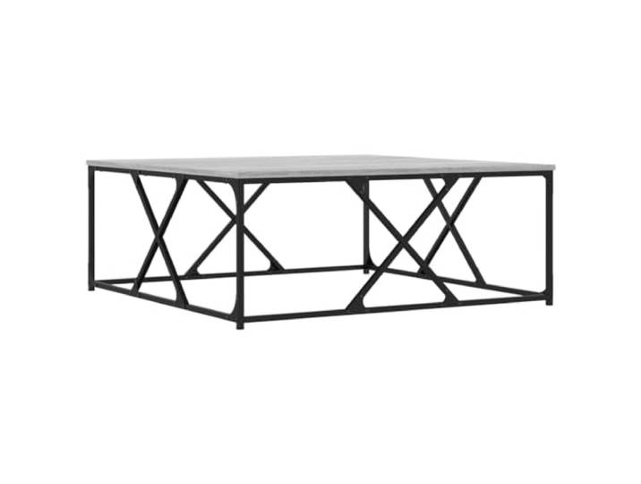 KMVXCVNM Couchtisch Quadratisch 100x100x40 cm Grau Sonoma Eleganter Beistelltisch für das Wohnzimmer mit stabilem Metallrahmen und pflegeleichter Ablage.