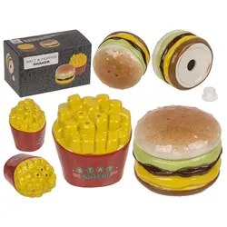 Magni Salz- und Pfefferstreuer Set Burger und Pommes, Pfeffermühle + Salzmühle, Mehrfarbig