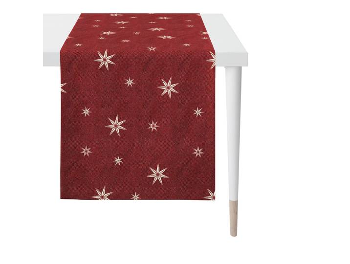 Chemin de table X-Mas Glam type A 46 x 135cm Rouge/Rouge