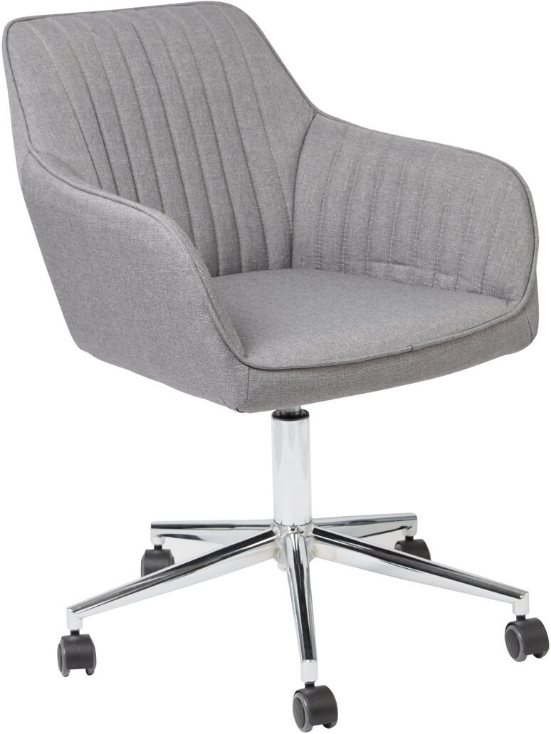 Latitude Run Dota Linen Office Chair Grey with Chrome Legs 81cm H X 58cm W X 60cm D