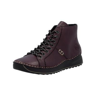 Schnürstiefelette RIEKER "Rieker Stiefelette Lederimitat", Damen, Gr. 40, lila, Lederimitat, Schuhe Schnürstiefelette