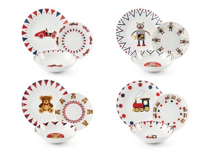 Excelsa Toy History Serivzio 12 Teller, Porzellan, für 4 Personen