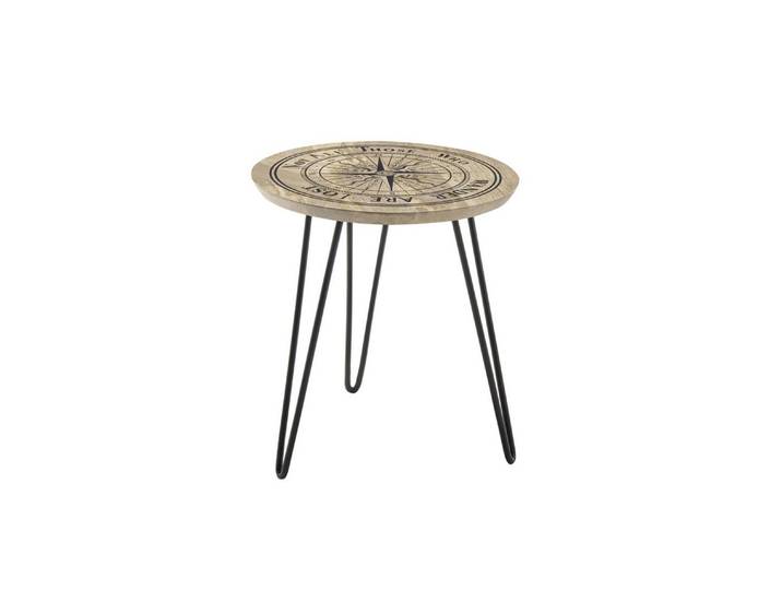 freiraum Beistelltisch NEVIS, in Kompass-Motiv, Mango Massivholz - 46x51x46cm (BxHxT)