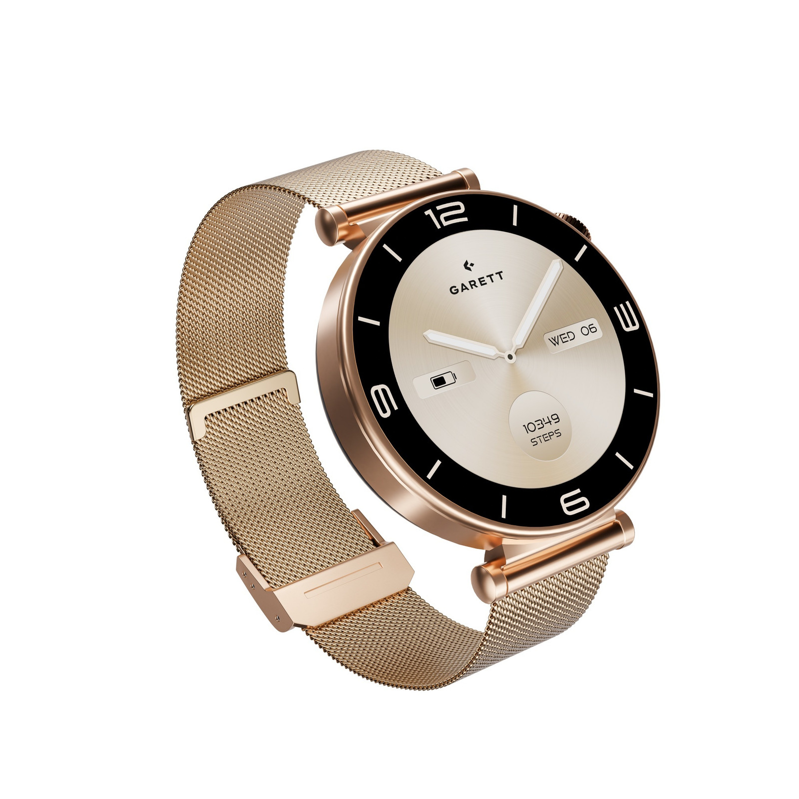 Garrett Rose Mesh smartwatch van roestvrij staal in roze goud