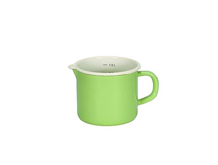 Karl Krüger 17012PAG Milchtopf mit Ausguss Juist, Emaille, grün, 12cm, Hellgrün