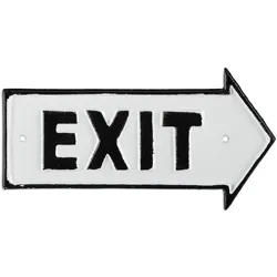 Relaxdays Exit Schild, Dekoschild für Wand & Tür, Antik-Design, Pfeil rechts, Beschilderung, Gusseisen, weiß/schwarz