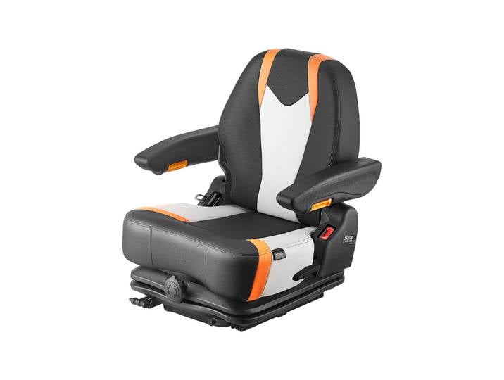 SucceBuy Siège universel pour chariot élévateur, siège à suspension pour tracteur avec accoudoir dorsal, sécurité renforcée, pliable, pour tracteur, chargeuse compacte, bulldozer.