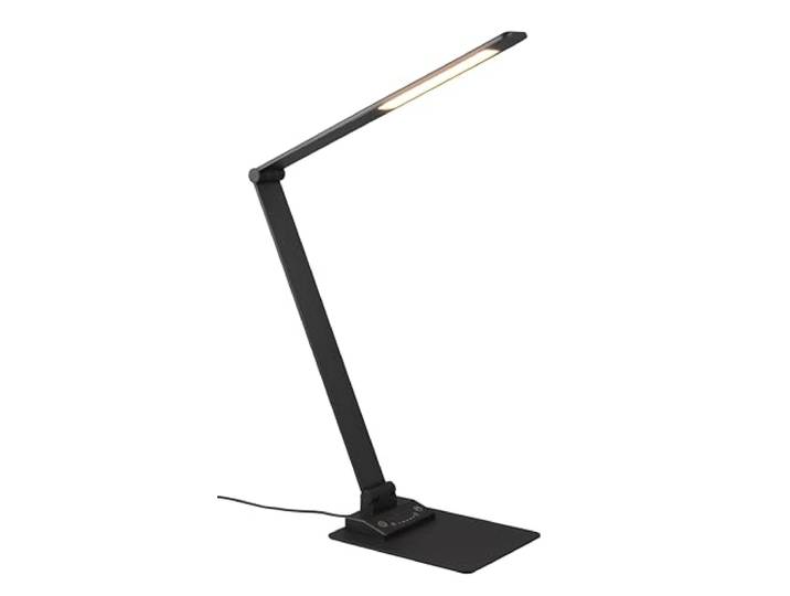 Trio Leuchten LED Schreibtischleuchte Travis 545310132, Metall Schwarz matt, inkl. 6.5 Watt LED, Dimmer, Lichtfarbe einstellbar, USB & USB-C Anschluss mit Ladefunktion