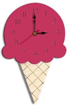 Everyday Crate Ice Cream Wall Clock Decorative Kitchen Wall Decor With Acrylic & Wood Design pink