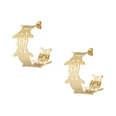 Paar Creolen ADELIA´S "LIVAYA", Damen, Gr. Damen, Edelstahl, gold (goldfarben), Ohrringe, Meeresschildkröten-Creolen: modischer Modeschmuck aus Edelstahl