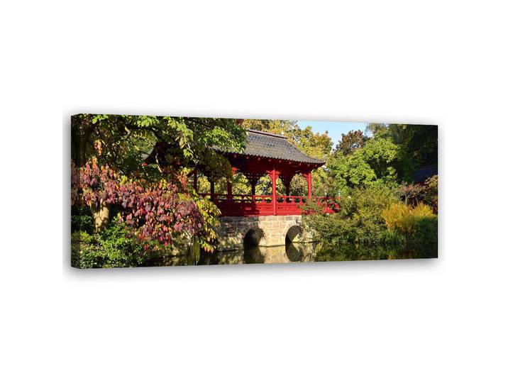 Feeby Wandbild garten japan natur, Grün, Orientalisch, Rechteckig, 90x30 cm, Bilder & Rahmen, Bilder, Leinwandbilder