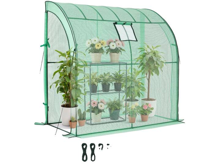 Serre VEVOR 198 x 100 x 200 cm\, serre en film plastique\, serre à tomates\, serre à tomates avec fenêtre\, revêtement en PE\, étagère\, portes à fermeture éclair enroulables\, serre d'extérieur