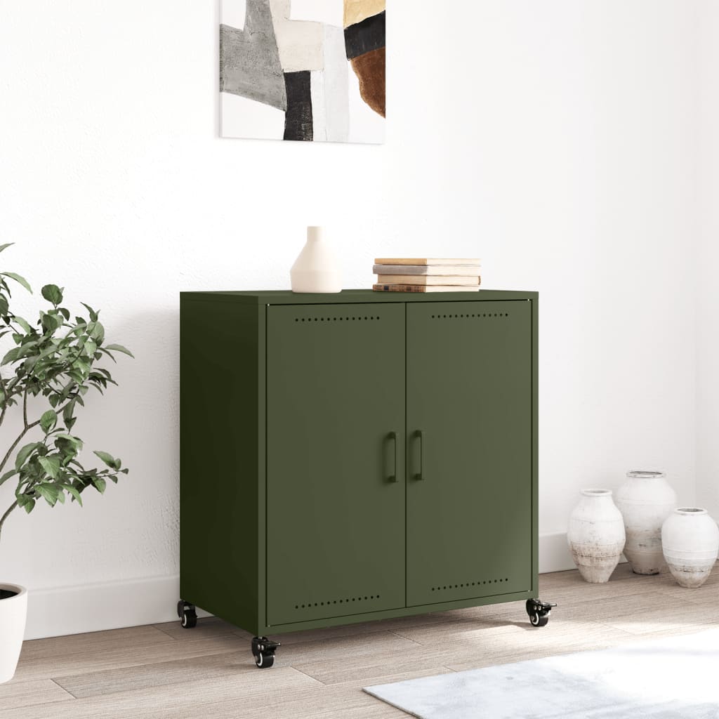 vidaXL Buffet vert olive 68x39x72 cm acier