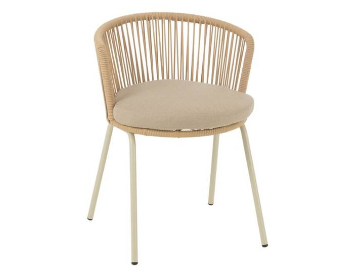 Chaise extérieure design en acier et corde Beige 56x57x75 cm