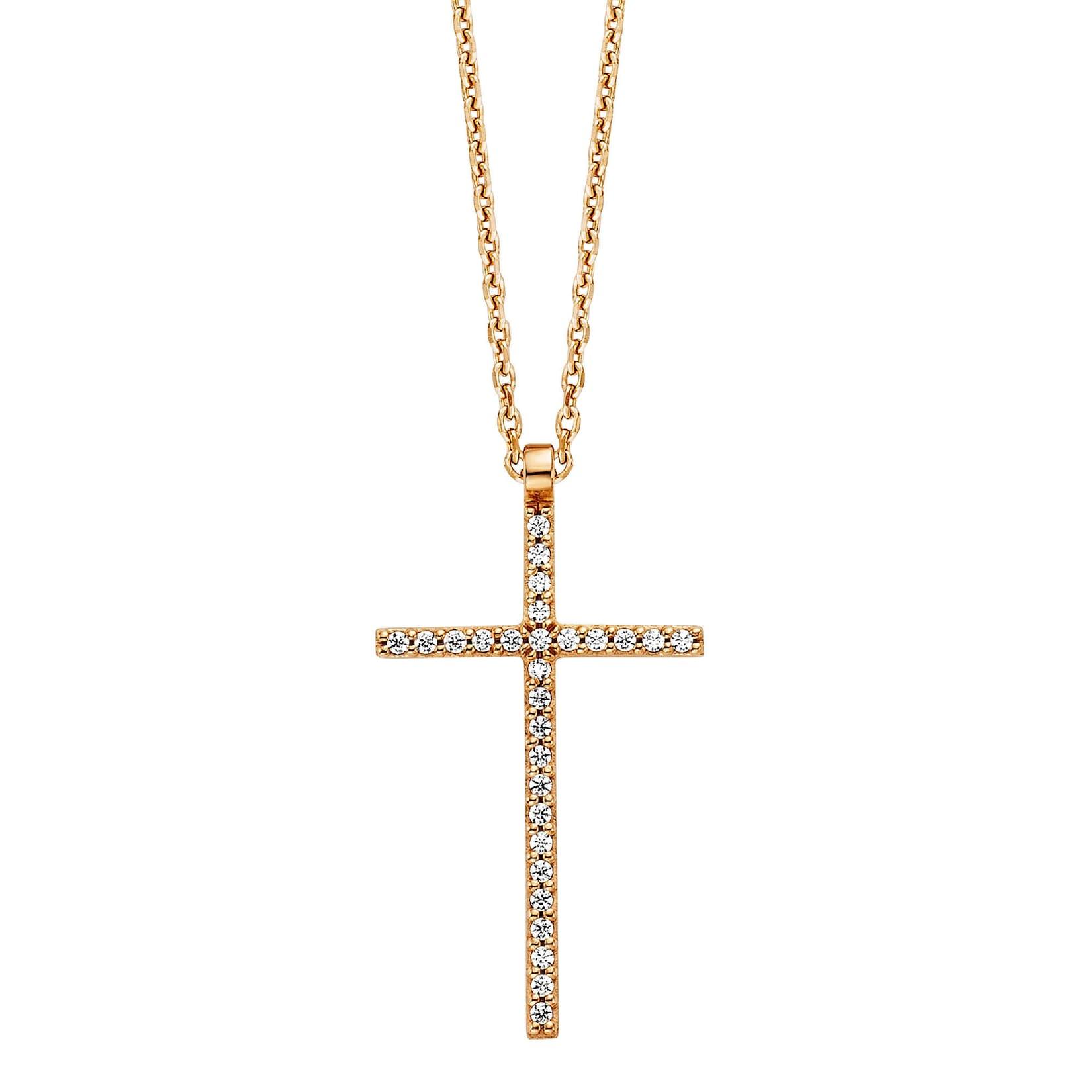 Julie Julsen Anhänger mit Kette 925/- Sterling Silber rotvergoldet mit Anhänger Kreuz