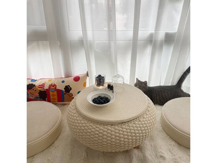 Table basse mini en osier pour balcon, table simple pour rebord de fenêtre ou baie vitrée, petite table basse tatami