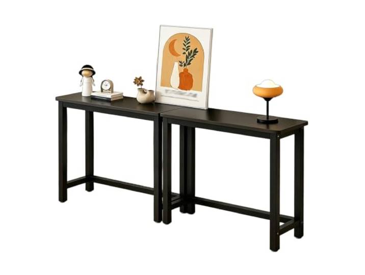 Hynbdes Schmaler Beistelltisch, Konsolentisch für Hinter Der Couch,Hölzern Schmales Design, Platz sparen, langlebig, Einfach zu montieren, für Wohnzimmer, Schlafzimmer, Schwarz-Schwarz 240×15×80cm