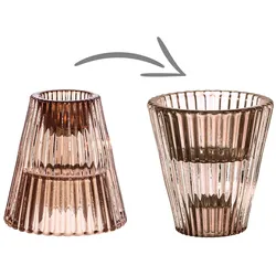 MARELIDA Kerzenhalter 2in1 Windlicht Teelichtglas Stabkerzenhalter Teelichthalter braun