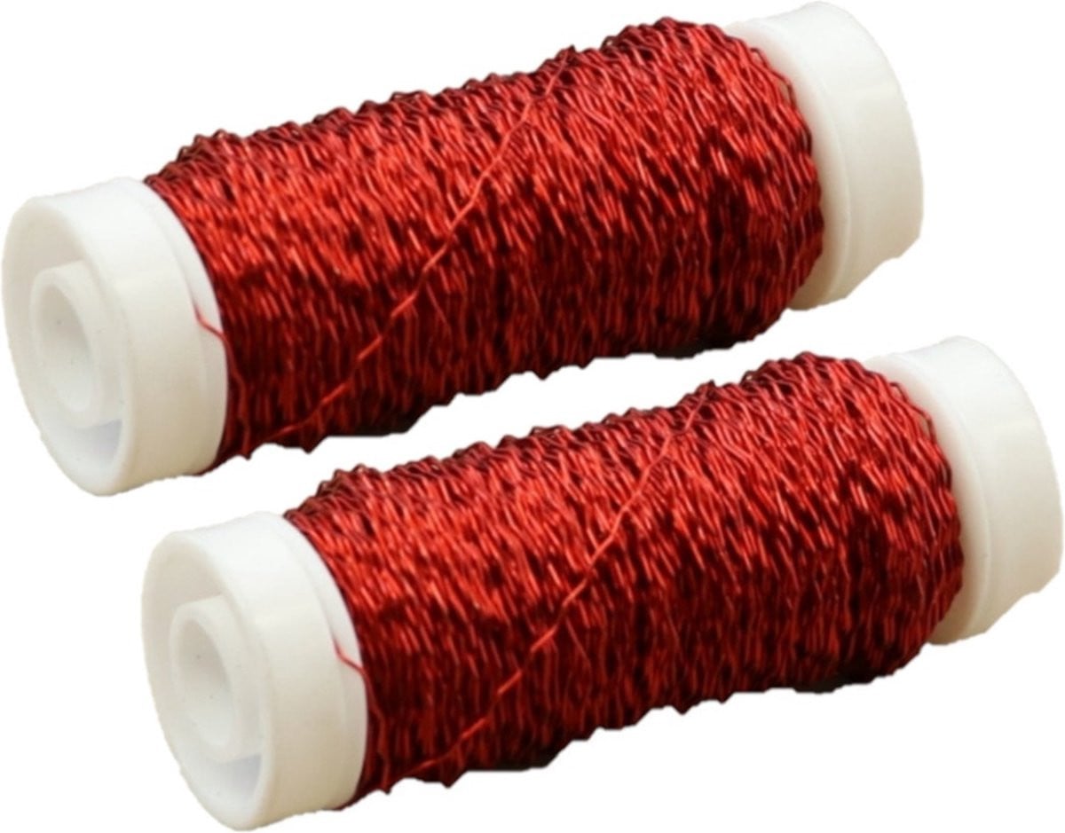 HBX Natural Living Wikkeldraad Rood 25 g - 2x rolletjes metaaldraad voor hobby