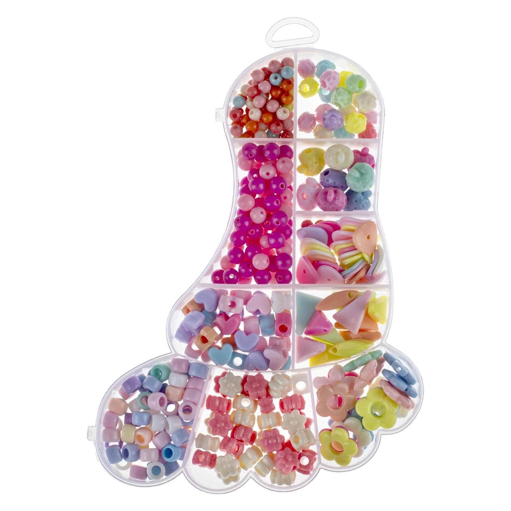 Glorex Perlen-Set Fuss Kunststoff, ca. 445 Stk, 100g, pink (61630330)