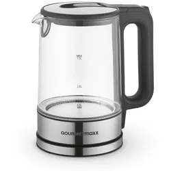 GOURMETmaxx Glas-Wasserkocher LED 1,7l  - Edelstahl/schwarz