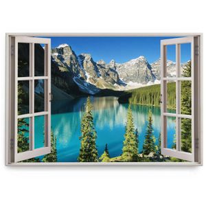 Sinus-Art Wandbild Fensterbild Bergsee, Leinwand, Querformat, 120 x 80 cm
