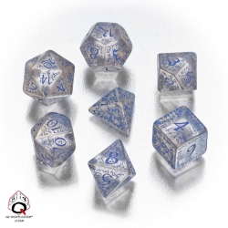 Q-Workshop Elven Würfel - 7 Stück - transparent und blau 257585