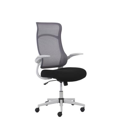 Bürostuhl OTTO HOME "Toico, Design-Schreibtischstuhl", grau (grau, schwarz, grau, schwarz), B:67,5cm H:120cm T:73cm, Stühle, Bürostuhl, ergonomische Rückenlehne, Lendenwirbelstütze & klappbaren Armlehnen
