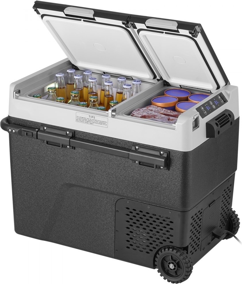 Tragbarer Autokühlschrank mit Gefrierfach - Kompressor Kühlbox 58L - Dual Zone Kühllösung für Auto und Camping