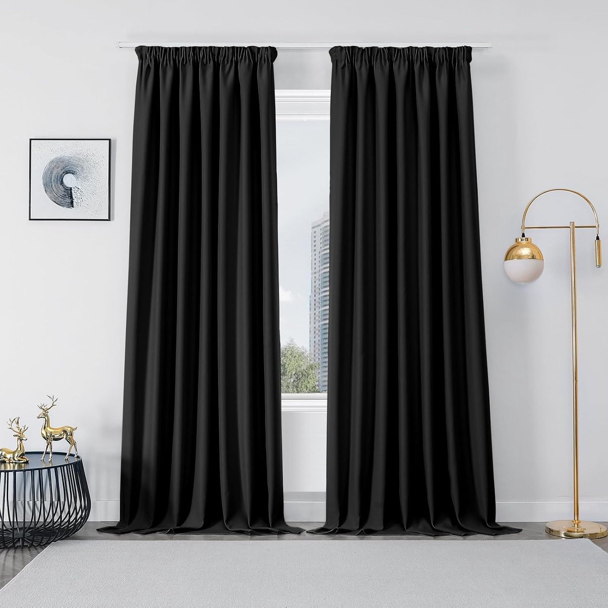Verduisterende gordijnen zwart - Ondoorzichtig textiel voor privacy en warmte-isolatie - 245 x 132 cm