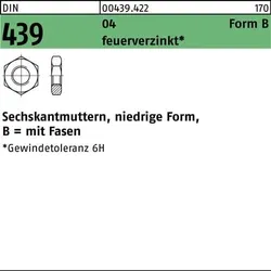 Sechskantmutter DIN 439/ISO 4035 FormB BM 24 Automatenstahl feuerverz. 50St.