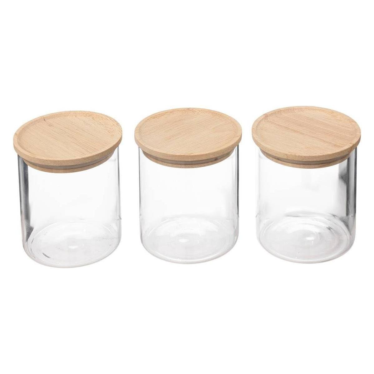 5Five Glasgefäss-Set mit Holzdeckel (0.35 l) (JTI-108122513)