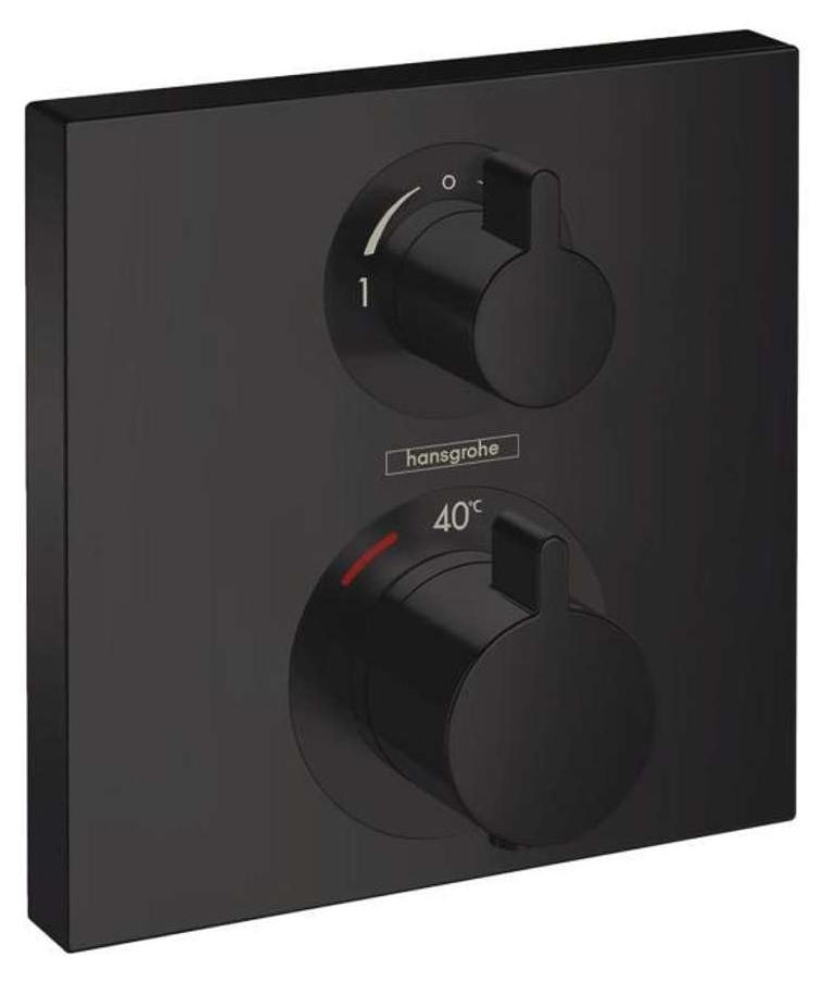 Thermostat-Aufbau-Set Ecostat Square, 2 Funktionen, mattschwarz