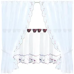 Arsvita Gardinenset mit Stangendurchzug "Küche" 5 teilig - Blumen bestickt