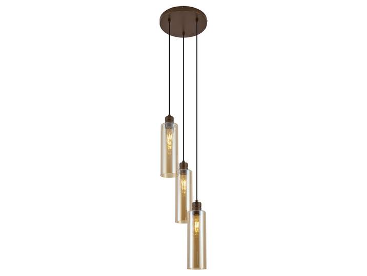 Hotel Chique hanglamp donker brons met amber glas 3-lichts -