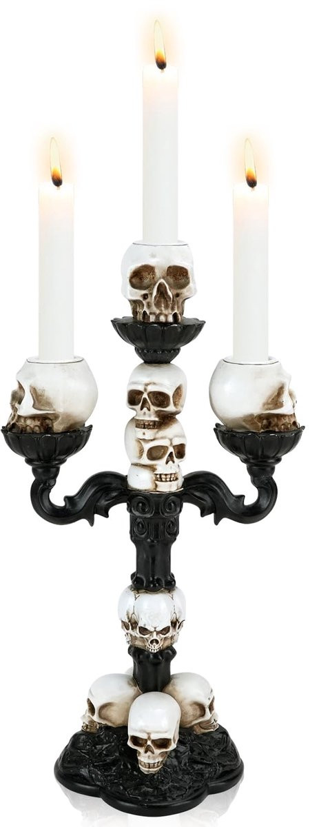 Unieke Gothic Schedel Kandelaar voor Halloween en Feestelijke Decoratie