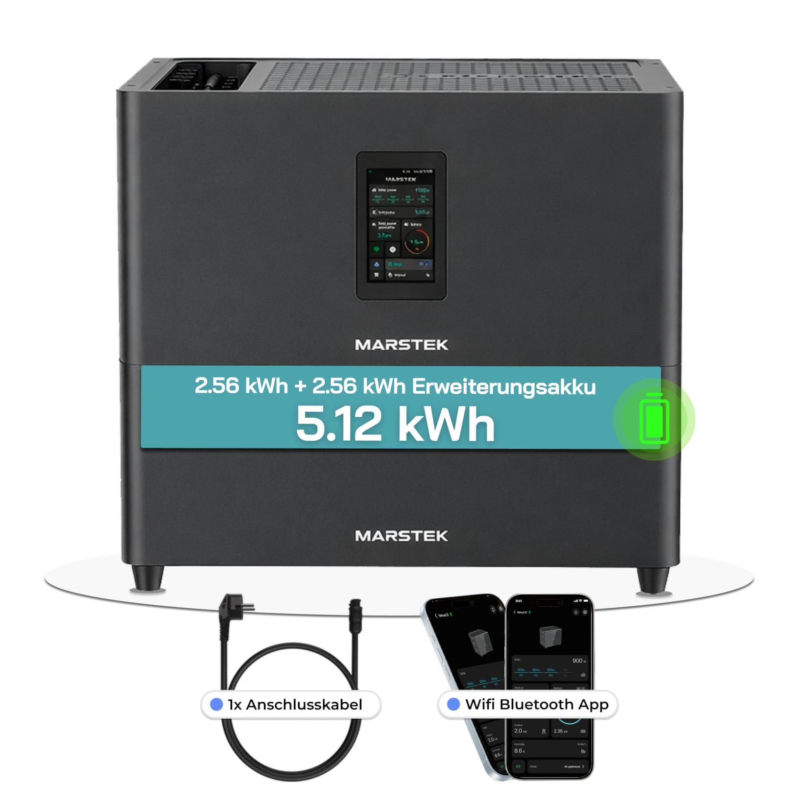 Speicher MARSTEK Jupiter C + Plus Solarspeicher 5,12-10,24 kWh LiFePO4 Solarakku für PV Systeme Balkonkraftwerk, IP65, 6000 Zyklen, WIFI und Bluetooth, Solar-Batterie