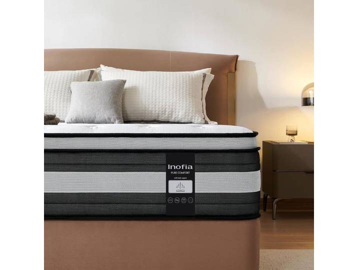 Matelas 140X200 Épaisseur 28 Cm Ressorts Ensachés 7 Zones Ergonomiques Coton Biologique Certifié OEKO-TEX Essai 100 Nuits