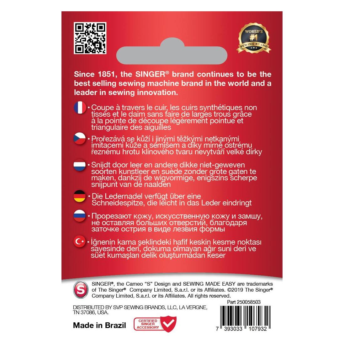 Singer Leder Nähmaschinennadel, 80/12, 5er Pack (33012860)