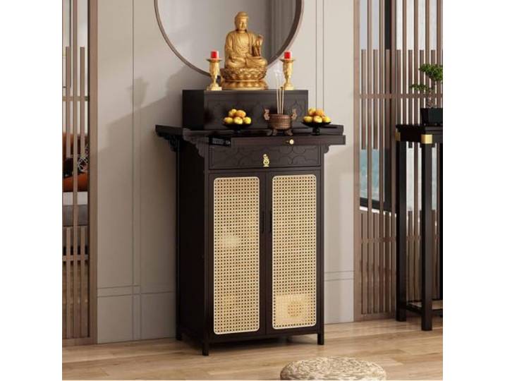 Altartisch, Meditationstisch，Bambus Altarschrank，Opfertisch, Heimschrein Mit Schubladen, Schrank, Puja-Tisch，Hausaltar, Gebetstisch，Buddha-Nischenständer, Für Gebet Meditation Puja